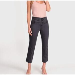 Lila Ryan Jess Cropped Straight Leg Twill Pants Size 4 Gray Button Fly